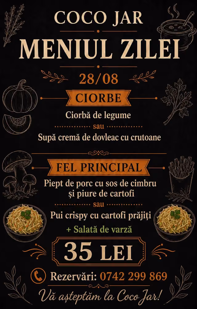 Meniul zilei servit vineri, 28 august